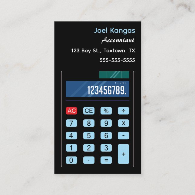 Editable Accountant Calculator  Business Card (Front)
