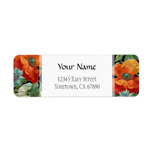 Editable Address Elegant Poppy Cornflowers Labels