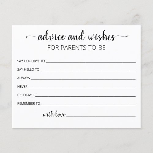 Editable Advice and Wishes for parents to be card
