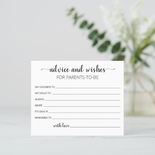 Editable Advice and Wishes for parents to be card | Zazzle