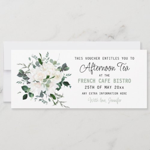 Editable Afternoon Tea Voucher  Invitation