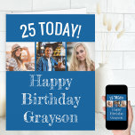Editable Age and Greeting | 3 Photo Birthday Card<br><div class="desc">Create your own Birthday Card with 3 of your favorite photos. All of the wording is editable so you can customize the design to suit any age and include a name or relative (eg Emily, Grandma etc). The photo template will display your pictures in square / instagram format in a...</div>