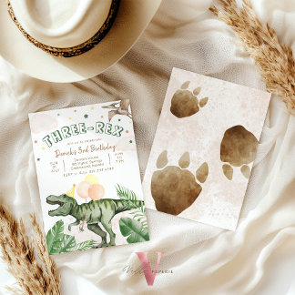 Editable "AGE" Dinosaurs Trex Wild Birthday Invitation