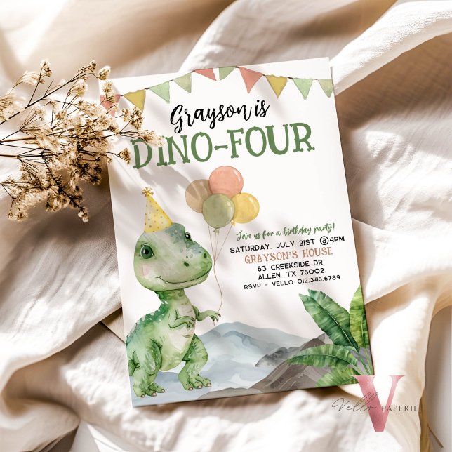 Editable AGE T-Rex Dinosaurs Birthday Fun Cute Invitation (Creator Uploaded)