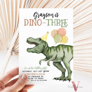 Editable AGE T-Rex Dinosaurs Birthday Fun Cute Invitation