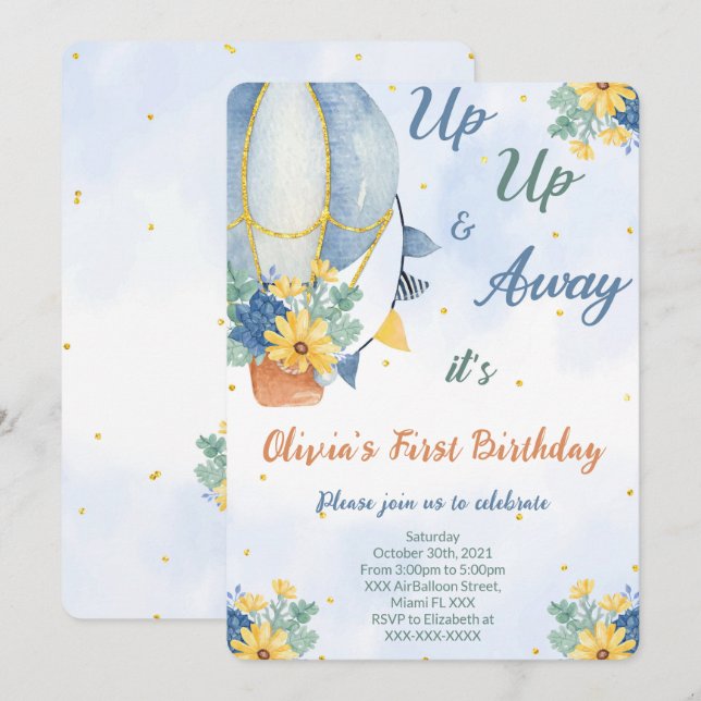 Editable Air Ballon Invitations (Front/Back)