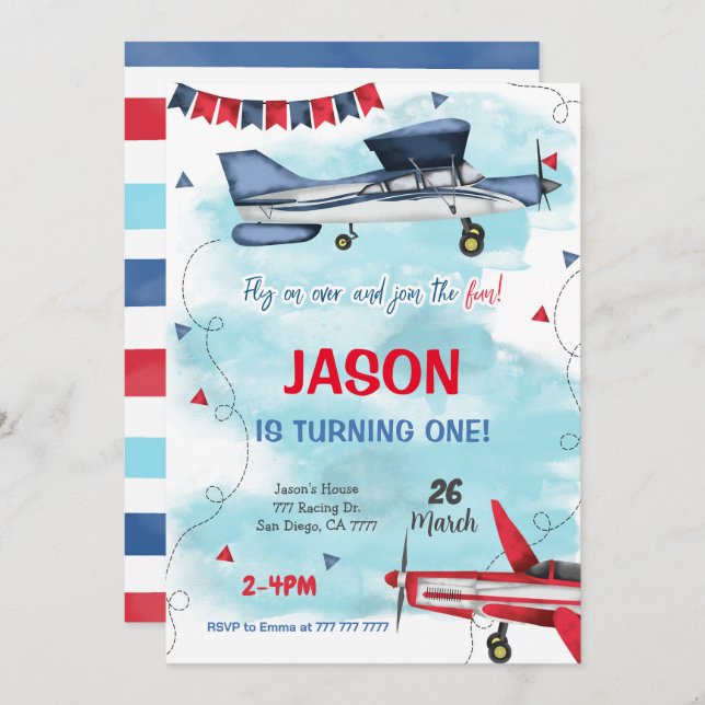 Editable Airplane Invitation (Front/Back)