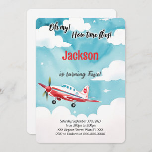 Editable Airplane Kids Birthday Party Invitation