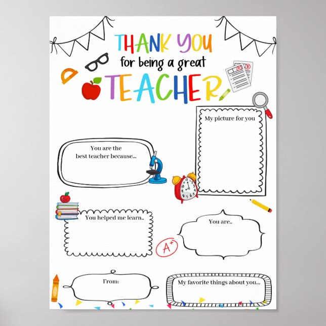 Editable all about my teacher template poster (Front)