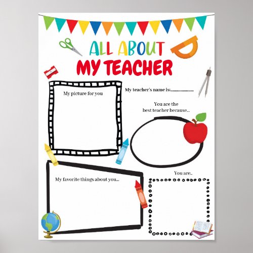 Editable All about my Teacher template Poster