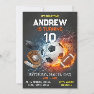 Editable All Star Sports Birthday Invitation