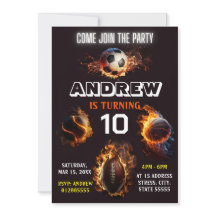 Editable All Star Sports Birthday Invitation