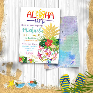 Editable Aloha Kids' Birthday Invitation