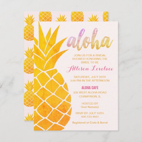 Editable Aloha Tropical Bridal Shower Invitation