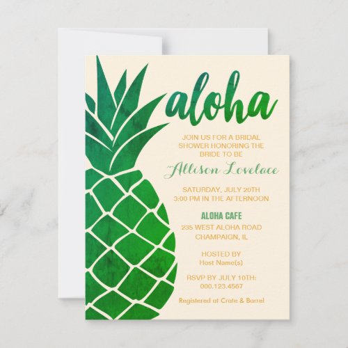 Editable Aloha Tropical Bridal Shower Invitation