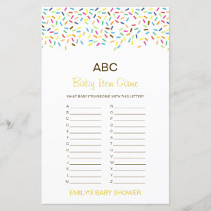 Editable Alphabet Baby Item Baby Shower Game