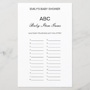 Editable Alphabet Baby Item Baby Shower Game