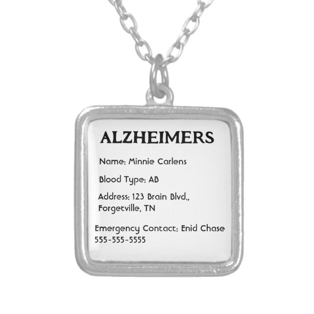 Editable Alzheimers Pendant (Front)