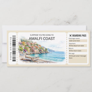 Editable Amalfi Coast Trip Boarding Pass Ticket Invitation