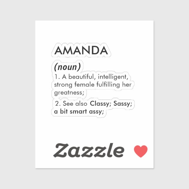 Editable Amanda name definition, custom name Sticker (Sheet)
