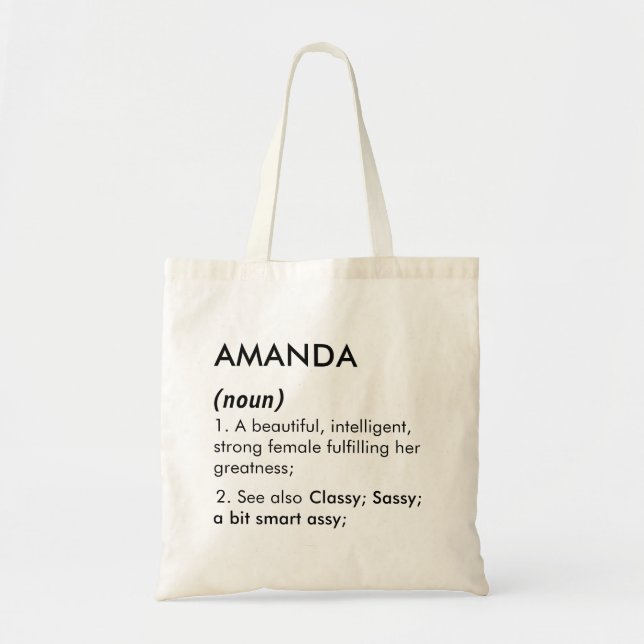Editable Amanda name definition, custom name Tote Bag (Front)