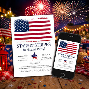 Editable American Flag 4th of July Invitation