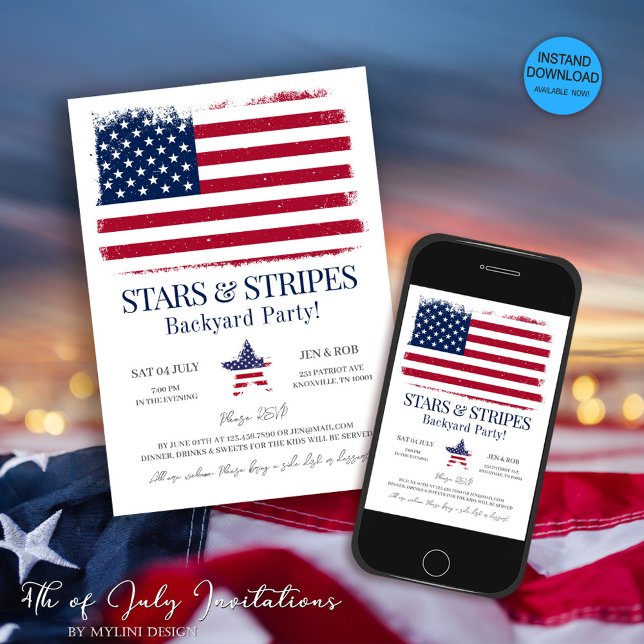 Editable American Flag 4th of July Invitation (Creator Uploaded)