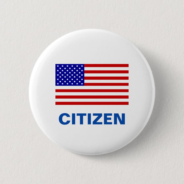 Editable American flag and citizen text Button (Front)