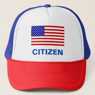 Editable American flag and citizen text Trucker Hat