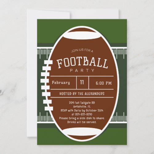 Editable American Football Party  Invitation