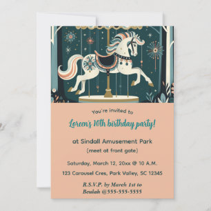 Editable Amusement Park Carousel Party Invitation