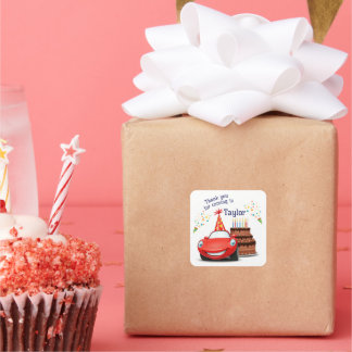 Editable and Printable Design Cars-Themed Square Sticker