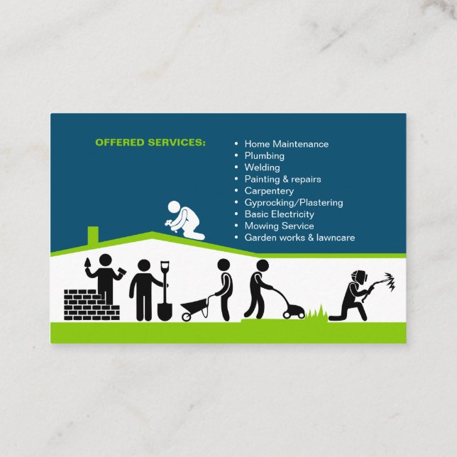 Editable and unique business card for handyman (Back)