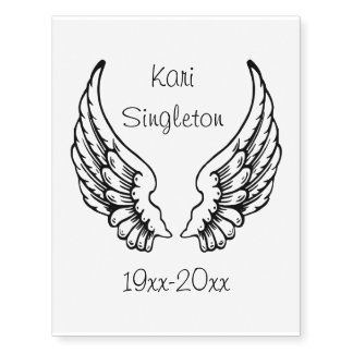 Editable Angel Wings Name and Dates Memorial Temporary Tattoos