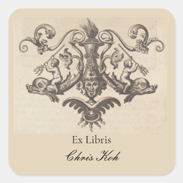 Editable Angels With Tridents Bookplate (Front)