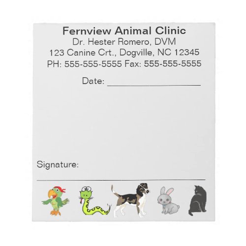 Editable Animal Clinic Notepad
