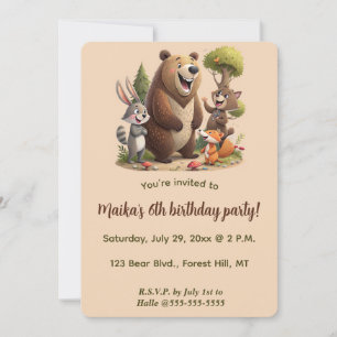 Editable Animals of the Forest Birthday Invitation