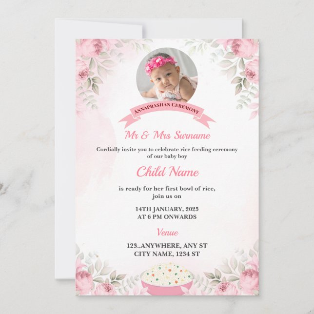 Editable Annaprashan Invitation Card Girl (Front)
