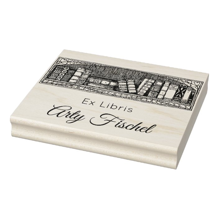 Editable Antique Books On A Shelf Ex Libris Rubber Stamp Zazzle Com