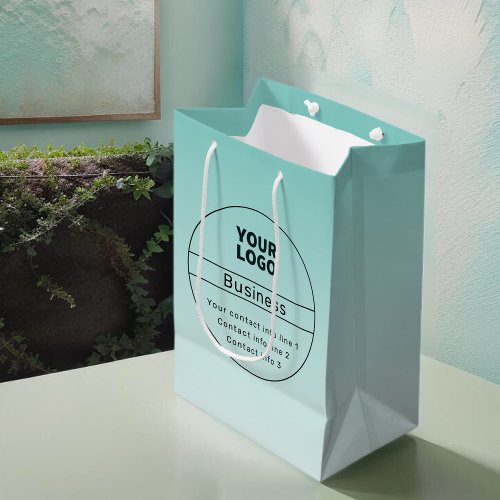 Editable Any Color Ombre  Business Name  Logo  Medium Gift Bag