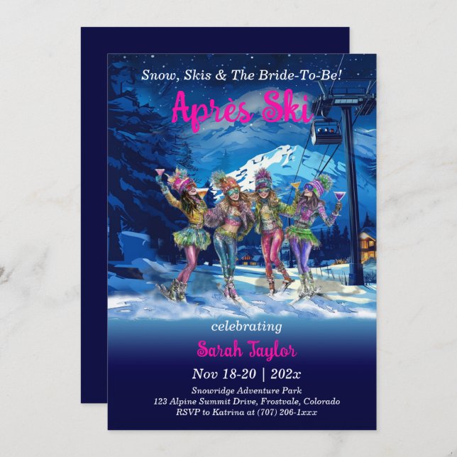 Editable Après Ski Bachelorette Template (Front/Back)