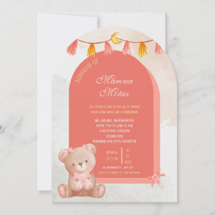 Editable Aqiqah for Baby Girl   Pink Arch Design  Invitation