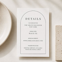 Editable Arch Shape Minimal Wedding Details Card
