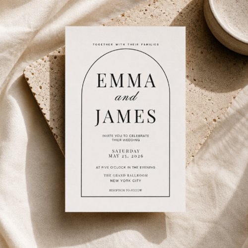 Editable Arch Shape Minimal Wedding Invitation