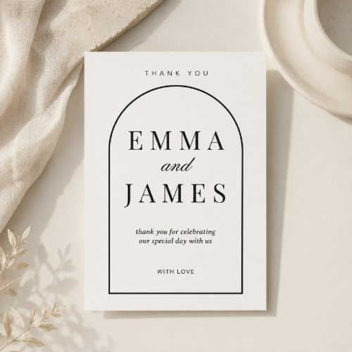 Editable Arch Shape Minimal Wedding Thank You Card