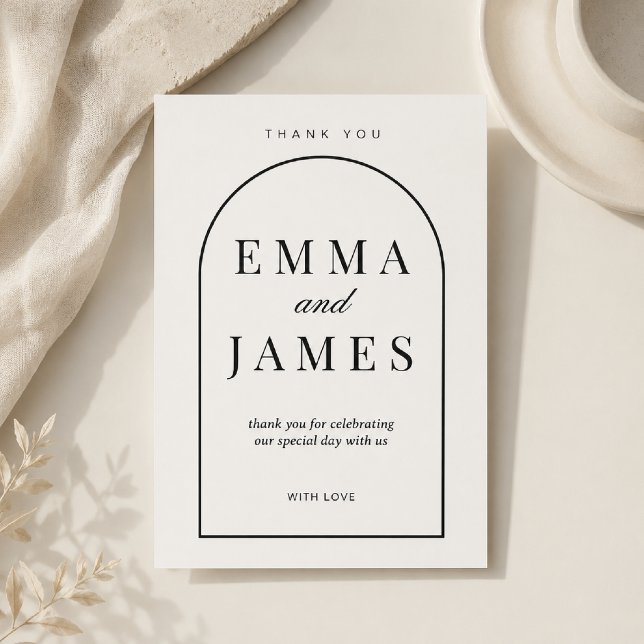 Editable Arch Shape Minimal Wedding Thank You Card (Showcase timeless elegance with this luxury Arch Shape Minimal Wedding Thank You Card template.)