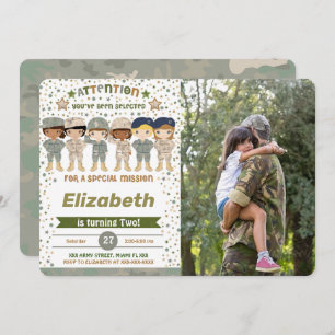 Editable Army Birthday Photo Invitations