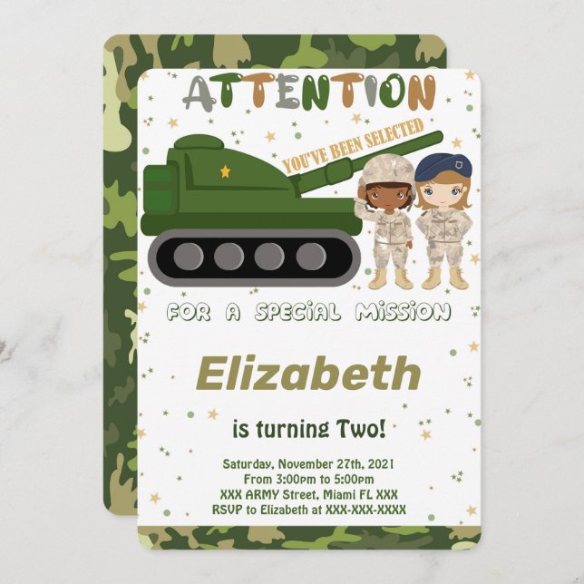 Editable Army Invitations (Front/Back)