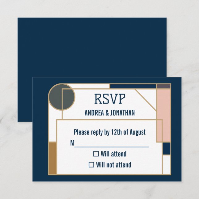 Editable Art Deco Wedding Invitation (Front/Back)