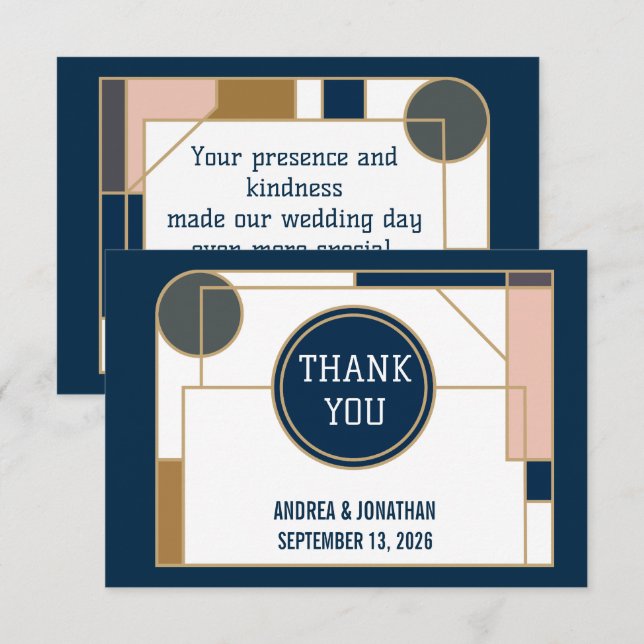 Editable Art Deco Wedding Invitation with Photo (Front/Back)